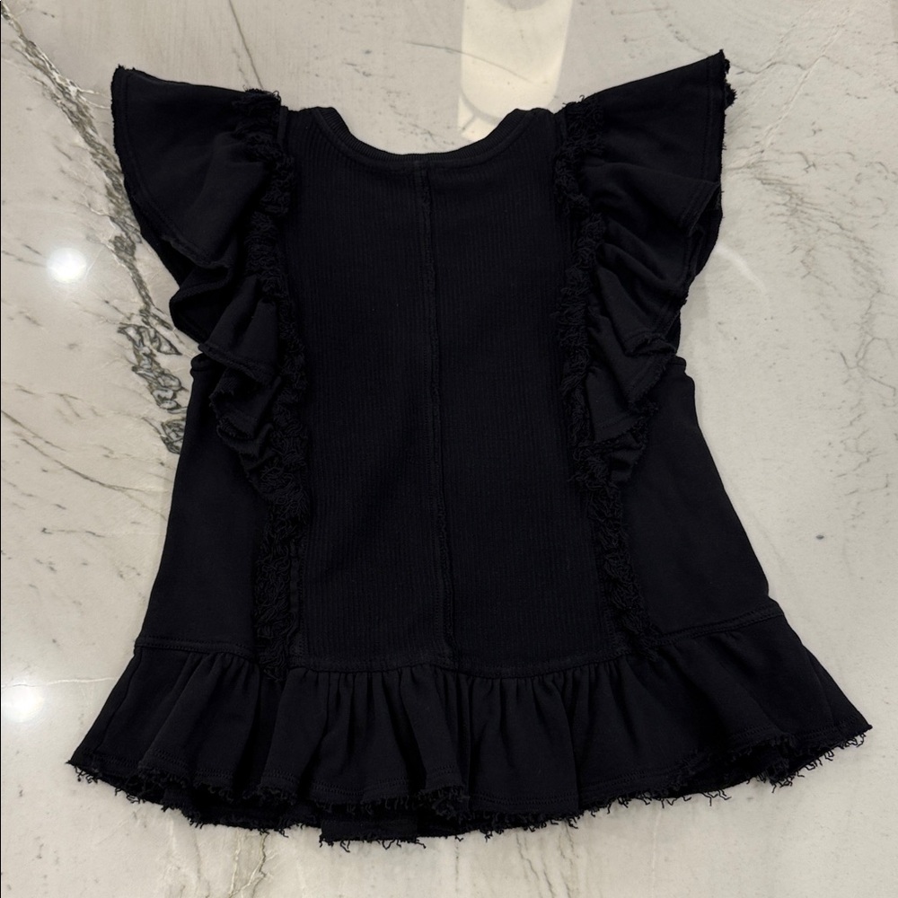 Pilcro by Anthropologie short sleeved ruffle fringe sweatshirt - Picture 6 of 6